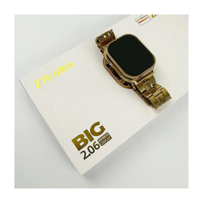 Z76 Ultra Gold Edition Stylish Smartwatch with Large Display, Health & Fitness Tracking, & Long Battery