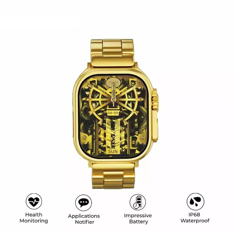 Z76 Ultra Gold Edition Stylish Smartwatch with Large Display, Health & Fitness Tracking, & Long Battery