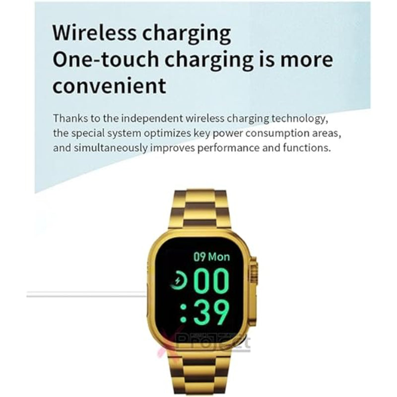 Z76 Ultra Gold Edition Stylish Smartwatch with Large Display, Health & Fitness Tracking, & Long Battery