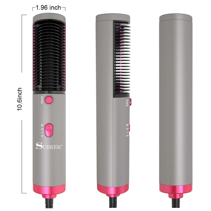 3 In 1 Hair Straightener With Blow Dryer Fast Drying PTC Ceramic Coating Negative Ion Brush For Hair Styling