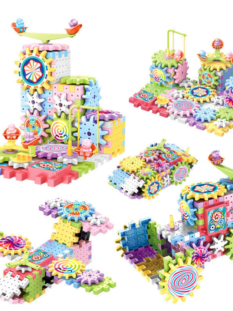 83 PCS Electric Gears 3D Model Building Kits Plastic Brick Blocks Educational Toys For Kids Children Christmas G